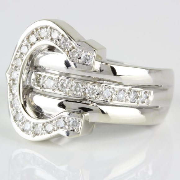 Vintage 14k White Gold Horseshoe Diamond Ring - Picture 4 of 8